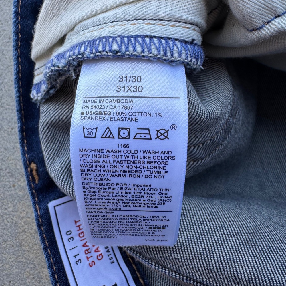 Gap Straight Gapflex Jeans Mens 31x30 Dark Wash Blue Denim Pants - Picture 4 of 10